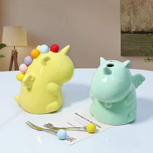 Ensemble de bocaux de stockage de fourchette à fruits en céramique <span class=keywords><strong>licorne</strong></span> Design Art déco Brochette de fruits de sécurité durable pour enfants pour un dessert à la maison - Product Image 2
