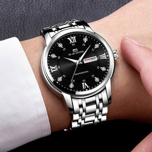 Mens Classic Gold Quartz Watch Stainless Steel Band Date Display Wristwatch For Men - Product Image 2