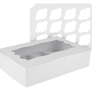 White Cupcake Box with Hole 4/6/12/24/36 For Muffin Cupcakes Pop-auto Cake Boxes Disposable Paper Boxes