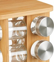 Nouvelle Étagère à Épices Multifonctionnelle en Bambou avec Design Rotatif, Plusieurs Compartiments, Type Autonome, Étagère à Épices Rotative en Bambou