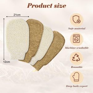 Reusable Eco-friendly Hemp Exfoliating Bath Mitt Skin Renewal Deep <b>Scrub</b> Shower Gloves - Product Image 3