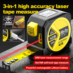 Lancol AC-90 Mètre <span class=keywords><strong>laser</strong></span> 3-en-1 avec ruban de 5 m et télémètre <span class=keywords><strong>laser</strong></span> de 50 m, rechargeable, haute précision, outil de mesure autobloquant - Product Image 3