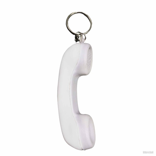 Custom Logo PU Foam Promotional Sensory Stress Relief Telephone Shape Stress Ball Keychain L9cm School Home Office Gifts