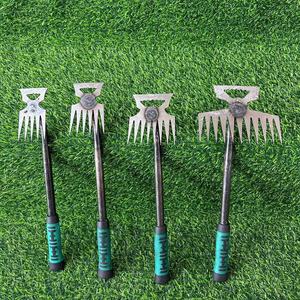 Green Handle Weed Puller Stainless Steel Fork Agricultural Manual Weeder For Soil Loosening Digging Wild Vegetables - Product Image 1