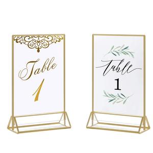 Porte-panneaux et cadres photo double face personnalisables <span class=keywords><strong>en</strong></span> acrylique transparent avec porte-menu transparent pour table de mariage - Product Image 4