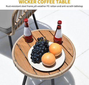 Dwoo Nouveau Ensemble de Mobilier de Jardin Moderne 4 Pièces en Rotin PE, Chaises et Table Confortables en Acier Tressé pour Jardin et Cour - Product Image 6