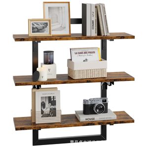 Iron And Wood Floating <b>Wall</b> <b>Shelf</b> Rectangle Foldable <b>Wall</b> <b>Mounted</b> Storage Rack For Kitchen Neatening - Product Image 5