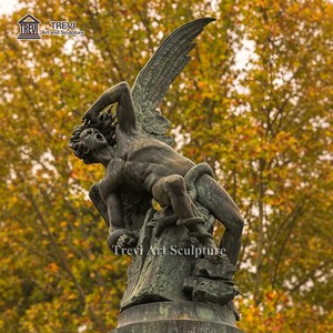 Statue d'ange tombé en bronze grandeur nature, ange ailé avec sculpture de serpent, art commémoratif pour jardin extérieur, OEM personnalisé - Product Image 5