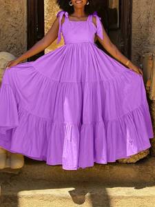 Новое летнее модное платье-халтер BH661 с милым бантом, на шнуровке, дышащее, из нетканого материала, в пол, с цифровой печатью, экологичное - Product Image 5