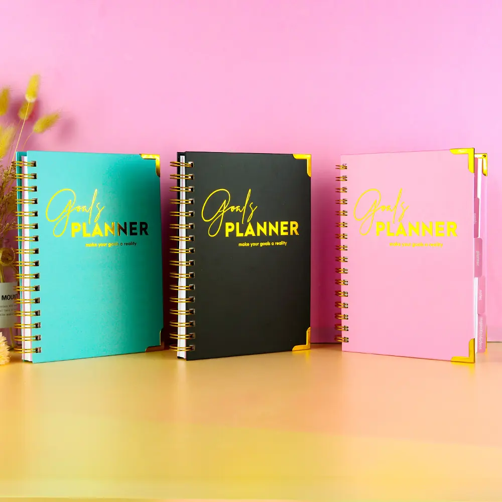 Wholesale Hardcover A5 Spiral Undated Goals Planner Weekly Monthly Agenda Journal Notebooks