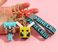 Vente en gros de porte-clés en PVC 3D en caoutchouc, personnages d'anime, pendentifs Mine Craft, personnages pixelisés, cadeau sur le thème des jeux Sandbox pour les fans de jeux