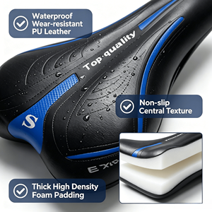 <span class=keywords><strong>Selle</strong></span> de vélo ergonomique en cuir PU imperméable avec ventilation et coussin arrière large, universelle pour <span class=keywords><strong>VTT</strong></span> et vélo de route, 715g, toutes saisons - Product Image 5