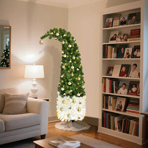 Sapin de Noël <span class=keywords><strong>à</strong></span> col crochu, bicolore vert et blanc, pliable et télescopique, article de décoration DIY pour les fêtes de Noël - Product Image 4