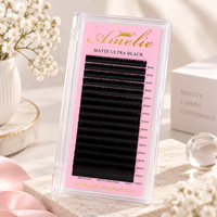Extensions de cils professionnelles ultra-noires mates, volume doux en cachemire, plateaux de cils individuels, vente en gros