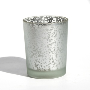 Usine directe noël bougie tasses argent gravé au laser verre bougeoirs <span class=keywords><strong>cassé</strong></span> argent galvanoplastie parfum accessoires - Product Image 3