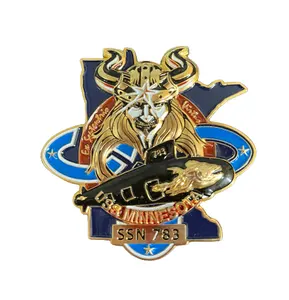 NASA motivated custom Hard Challenge Coin badges manufactured with American metal steel Gold style era modern technology