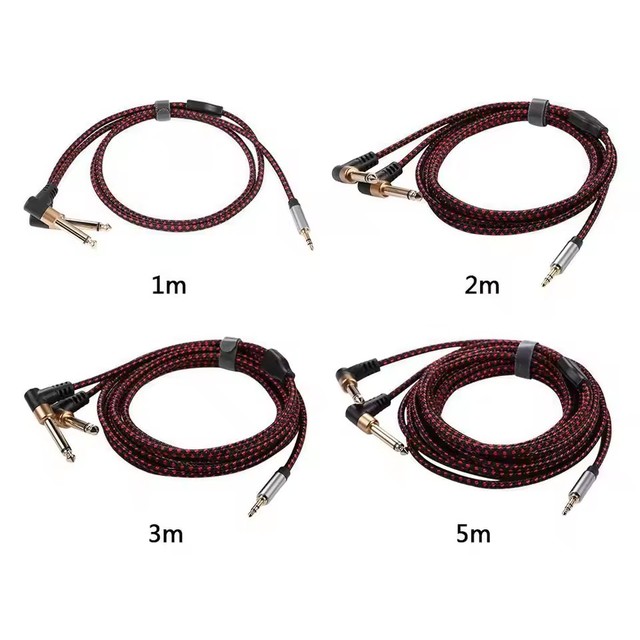 3.5mm 1/8 TRS Stereo to Dual Right Angle 6.5 6.35mm 1/4" TS Mono Jack Y Splitter Audio Cable For TV PC Phone Speaker Amplifier