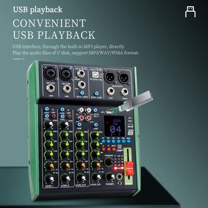 Mixer Audio 6 kanal, Mixer Audio profesional dengan OTG livestream record Studio Home <span class=keywords><strong>DJ</strong></span> Recording <span class=keywords><strong>Controller</strong></span> dengan 48V Phantom Power - Product Image 5