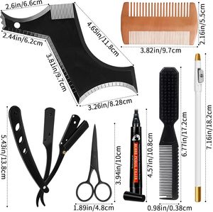 Kits de <span class=keywords><strong>barbe</strong></span> pour hommes sous marque privée, Outils de coiffage de la <span class=keywords><strong>barbe</strong></span>, 10 lames à double tranchant, Crayon à <span class=keywords><strong>barbe</strong></span>, Peigne à <span class=keywords><strong>barbe</strong></span> et Ciseaux en acier inoxydable - Product Image 3