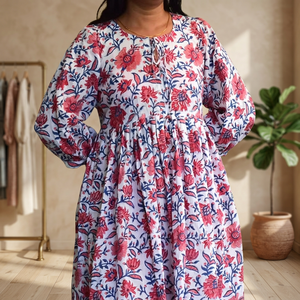 Robe midi en tissu tissé à motifs floraux numériques, élégante tenue bohème d'été pour femme, douce, respirante, naturelle, cadeau idéal pour elle - Product Image 2