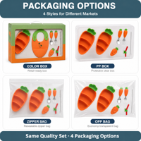 Carotte en forme de Silicone dessin animé enfant en bas âge alimentation ensemble bol cuillère fourchette bavoir de qualité alimentaire sans BPA aspiration bébé enfants sevrage vaisselle