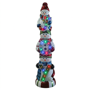 Snowmen Holding JOY Sign with <b>LED</b> <b>Lights</b> - Product Image 1