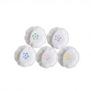Plat à sauce en porcelaine de style <span class=keywords><strong>japonais</strong></span> et coréen à motif de fleurs de <span class=keywords><strong>cerisier</strong></span> - Rond, compatible micro-ondes, multi-usages pour condiments et hot <span class=keywords><strong>pot</strong></span> - Product Image 1