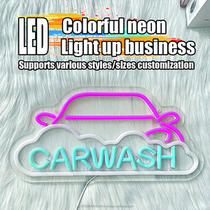 Hanging <b>LED</b> neon sign Russian car wash shop sign indicator indoor outdoor ambient light Russian luminous <b>letters</b> 5V - Product Image 1