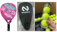 Set Raket Padel Teardrop Serat Karbon Profesional UD Ultra Ringan Peredam Guncangan 2 Raket+2 Sarung+3 Bola