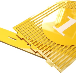 Numéros de table en acrylique doré de luxe 4x6 pouces - Porte-numéros de table de mariage élégants et cintrés pour <span class=keywords><strong>la</strong></span> décoration de réceptions et d'événements - Product Image 6