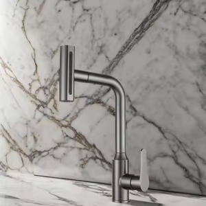 आधुनिक क्लासिक एकल-छेद रसोई नल 304 स्टेनलेस स्टील पानी का नल सिरेमिक वाल्व कोर पुल स्प्रेयर रसोई मिक्सर सिंक - Product Image 2