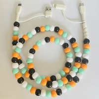 Câble de charge tendance noir, blanc, orange, menthe, perles, 4 en 1, multi-interface, cordon de charge USB pour téléphone portable
