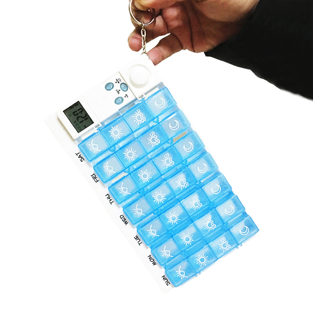 Hot-selling Portable 7-day 28-compartment Weekly Smart Pill Box, Smart Pill Dispenser with LCD Display, Suitable for Travel Use.