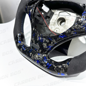 Volante Deportivo de Fibra de Carbono Azul Forjado con Alcántara Negra, Estilo Nuevo, Compatible con <span class=keywords><strong>BMW</strong></span> E90 E91 E92 E93 E87 E82 M3, Accesorios para Auto - Product Image 3