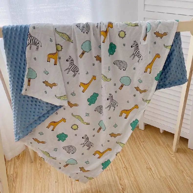 Hot Sale super soft print custom pattern baby fleece blanket swaddle minky dot blankets for baby boy