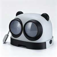 Bac à litière pour chat fermé à double entrée avec système de tiroir, style panda mignon, grande capacité
