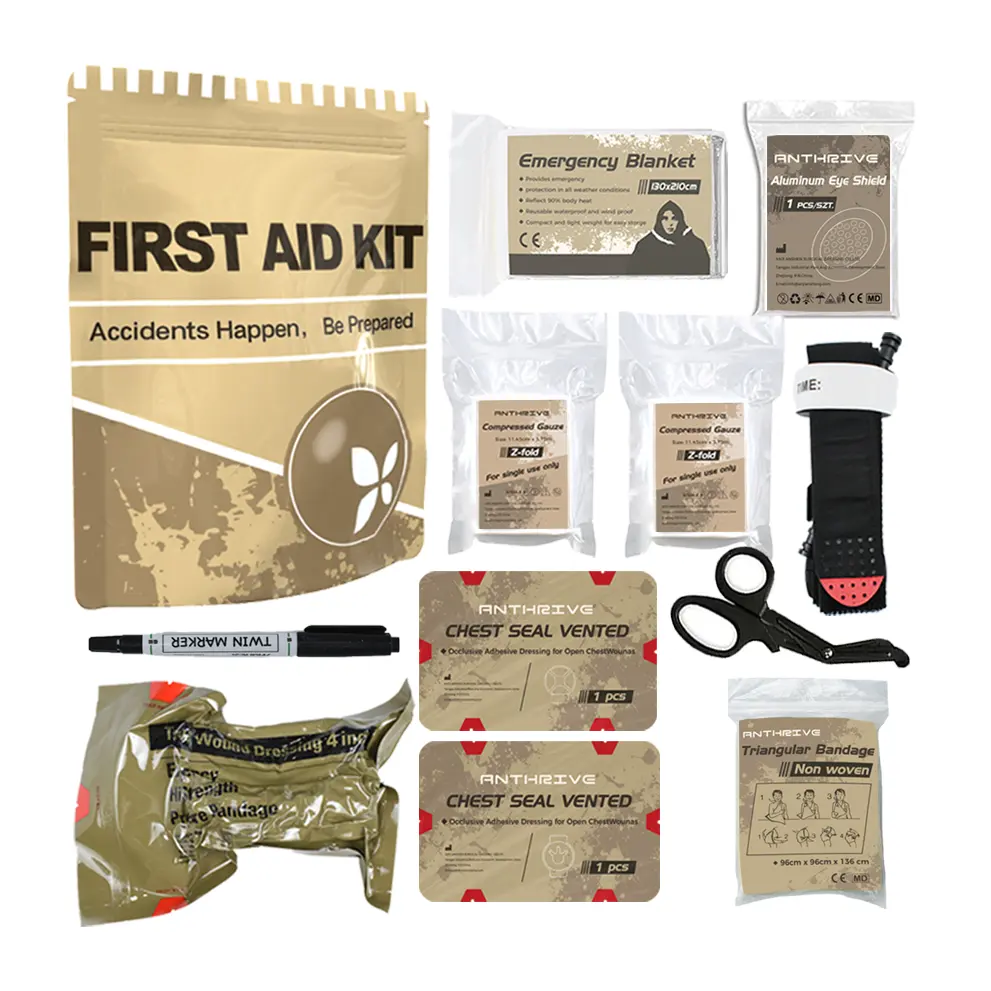 Anthrive 12PCS Trauma Refill Kit Med Pack Primeros auxilios de emergencia Stop Bleed IFAK Refill Supplies Combat IFAK Botiquín de primeros auxilios