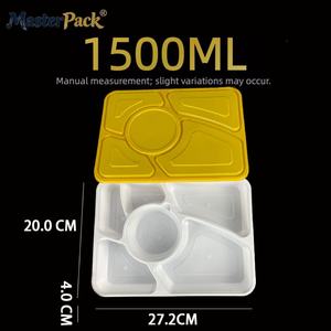 Boîte à <span class=keywords><strong>lunch</strong></span> jetable en plastique personnalisée pour micro-ondes, 6 compartiments, pour plats à emporter, vente en gros - Product Image 2