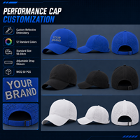 Casquette de course respirante à séchage rapide avec logo brodé réfléchissant personnalisé en polyester perforé au laser, ajustable, vente en gros, chapeau de sport