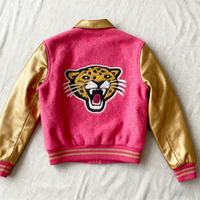 Veste bomber varsity rose pour homme, avec logo personnalisé, broderie en laine de haute qualité, patchwork, style hip hop streetwear, automne, chaude