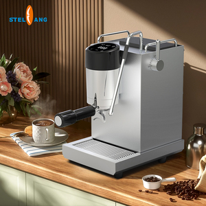 Cafetera Espresso Profesional Semiautomática de Acero Inoxidable Comercial con Medidor y Espumador de Leche - Product Image 4