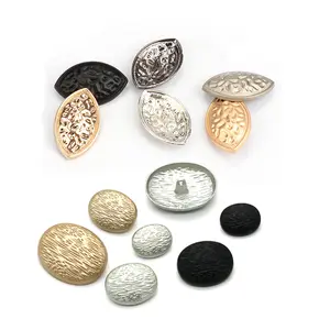 yiwu wintop factory direct sale fashion matte electroplating craft oval eye shape shank metal buttons for clothes