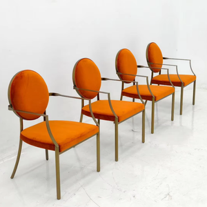 <span class=keywords><strong>Fauteuil</strong></span> en métal rembourré de luxe moderne avec dossier, chaise de salle à manger élégante pour la maison, coin repas, villa, boutique, café, salon - Product Image 6