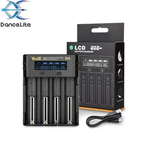 New D4 4-Slots Digicharger LCD Intelligent Circuitry Global Insurance Li-ion 18650 14500 16340 26650 Battery Charger