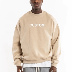 Factory Oem Custom Logo High Quality Soft Loose Men'S Premium Crew Neck Blank <b>Plain</b> <b>Sweatshirts</b> - Product Image 1