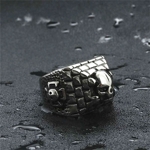 Men's <b>Titanium</b> Steel Skull <b>Ring</b> Silver Cross Design Punk Style Fashion Jewelry Gift - Product Image 2