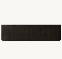 Meuble TV en bois massif chêne clair, 4 portes, 3 tiroirs, buffet, armoire de rangement de luxe, credenza moderne pour salon