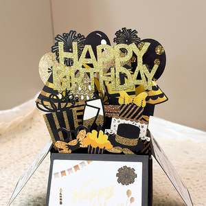 Biglietto d'Auguri 3D Pieghevole <span class=keywords><strong>di</strong></span> Lusso Evergreenwrap, Stile Scatola Nera, Creativo ed Elegante per <span class=keywords><strong>Compleanno</strong></span> - Product Image 4