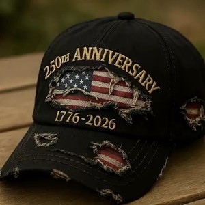 Casquette de baseball unisexe drôle et réglable en coton délavé à 6 panneaux, motif drapeau américain, édition 250e anniversaire USA - Product Image 3