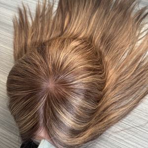 ท็อปเปอร์ผมแบบลูกไม้ด้านหน้าและแบบเย็บด้านหลัง สีน้ำตาลประกายบลอนด์อ่อน <span class=keywords><strong>ผม</strong></span>แท้ 100% จากยุโรป ไม่ผ่านการแปรรูป - Product Image 5